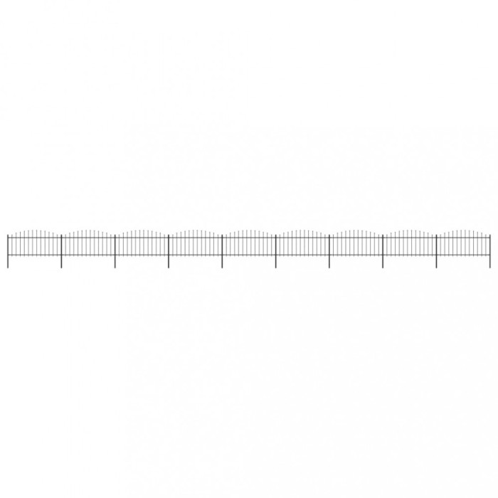 vidaXL Gard de grădină cu v&acirc;rf suliță, negru, (0,5-0,75)x15,3 m oțel