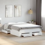 VidaXL Cadru pat cu sertare alb extralucios 140x190 cm, lemn prelucrat