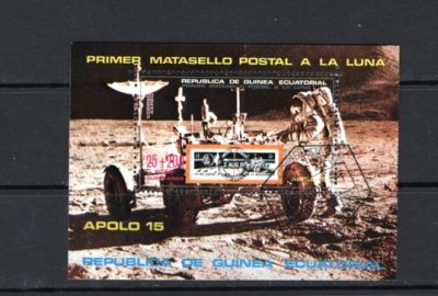 GUINEA ECUATORIALA 1972 - COSMOS. APOLLO 15. COLITA DT STAMPILATA, M33 foto