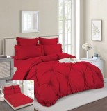 Cumpara ieftin Lenjerie Pat Finet Cu Inimioare Micah Fl001, Bumbac, 4 Piese, Cu Elastic, Rosu