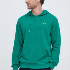 Fila bluza barbati, culoarea verde, cu glugă, neted