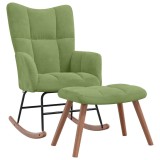 Cumpara ieftin Scaun balansoar cu taburet, verde deschis, catifea