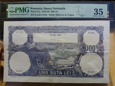 Romania 100 Lei - MAI 1922 . Data de emisie rara . Piesa superba de colectie foto