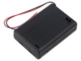 Suport baterii AA R6 cu 3 cabluri negre, Goobay