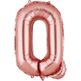 Balon folie metalizata litera q, flippy, 40 cm, umflati cu heliu sau aer, ambalaj individual, pai inclus, rose gold