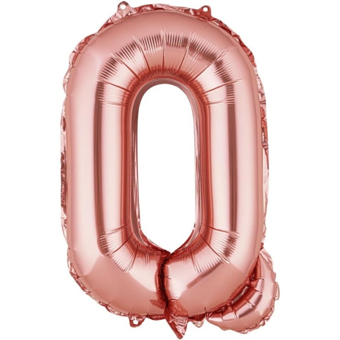 Balon folie metalizata litera q, flippy, 40 cm, umflati cu heliu sau aer, ambalaj individual, pai inclus, rose gold