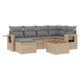 Cumpara ieftin Set canapele de gradina, 7 piese, cu perne, bej, poliratan