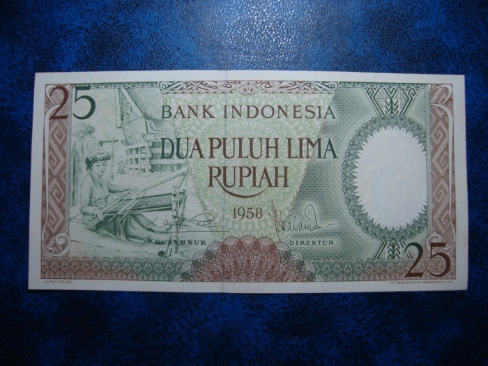 INDONEZIA 25 RUPII 1958 UNC