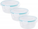 MagicHome Lunchbox, rotund, Clip, set de 3, 700 ml, 14,5x14,5x14,5x7,5 cm