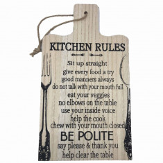 Tablou motivational tocator ,,KITCHEN RULES 35 x 20 cm foto