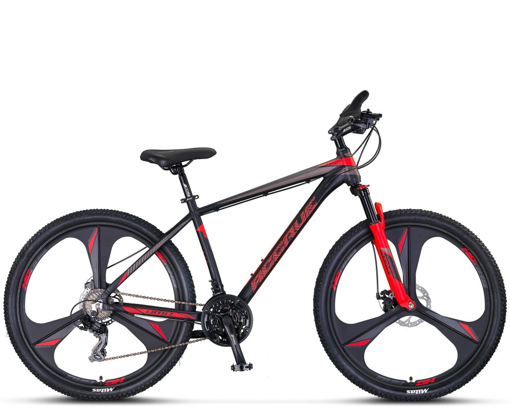 Bicicleta MTB Umit Accrue 2D, cadru 18", culoare negru/rosu, roata 27.5",  cadru PB Cod:32756180001 | Okazii.ro