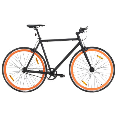 Bicicleta cu angrenaj fix, negru si portocaliu, 700c, 59 cm foto