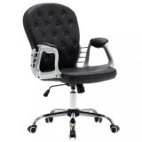 Scaun de birou rotativ, negru, piele ecologica