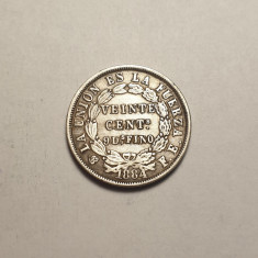 Bolivia 20 Centavos 1884 Piesa Frumoasa