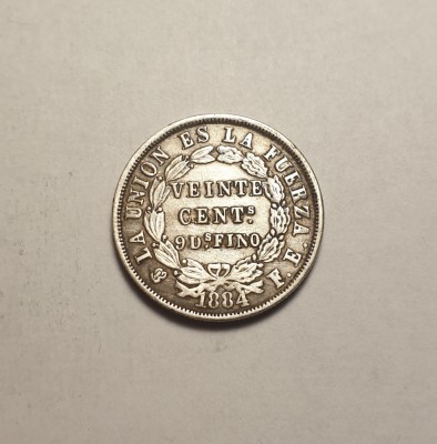 Bolivia 20 Centavos 1884 Piesa Frumoasa foto