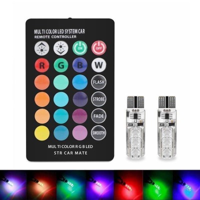 Set 2 x becuri auto colorate pozitie T10, telecomanda, 2W, 6LED foto