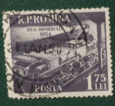 Romania 1954 LP 365 ziua minerului 1v stampilat foto