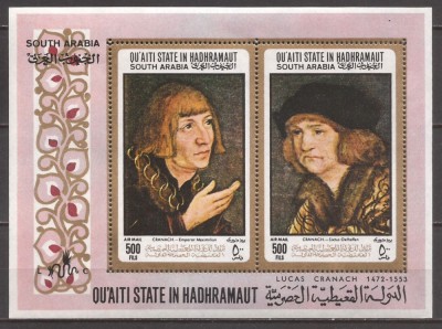 ARABIA DE SUD (HADHRAMAUT) 1967 PICTURA L. CRANACH ( colita dantelata ) MNH foto