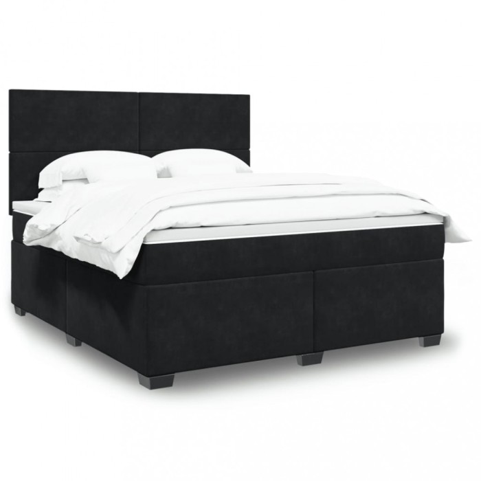vidaXL Pat box spring cu saltea, negru, 180x200 cm, catifea 3293274