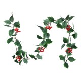 Cumpara ieftin Set 2 ghirlande Ilex artificial verde rosu 170 cm