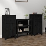 VidaXL Servante, 2 buc., negru, 40x35x80 cm, lemn masiv de pin