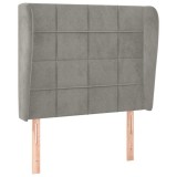 Cumpara ieftin Tablie de pat cu aripioare gri deschis 93x23x118/128 cm catifea