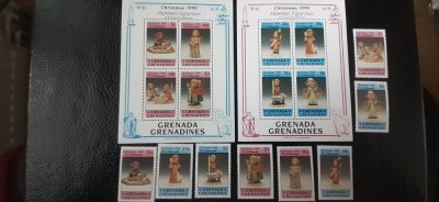 Grenada,Grenadines-Craciun 1990-arta,figurine-serie completa si 2 colite-nestampilate MNH(W 2) foto