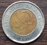 (S) MONEDA PANAMA - 1 BALBOA 2011, BIMETALICA, VASCO NUNEZ DE BALBOA, America Centrala si de Sud