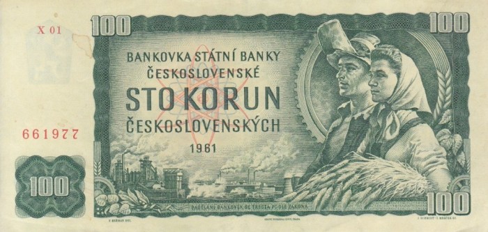 CEHOSLOVACIA 100 korun 1961 VF+++!!!