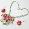Set bijuterii Flori exotice multicolore, colier si cercei , set unicat