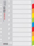 Separatoare carton color, A4, 170g/mp, 10 culori/set, Office Products
