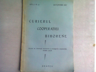 REVISTA CURIERUL COOPERATIEI BIHORENE NR.8/ OCTOMBRIE 1937 foto