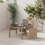 Cumpara ieftin Set mobilier de exterior cu perne, 3 piese, bej, poliratan