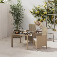 vidaXL Set mobilier de exterior cu perne, 3 piese, bej, poliratan foto