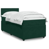 vidaXL Pat box spring cu saltea, verde &icirc;nchis, 90x200 cm, catifea 3287635