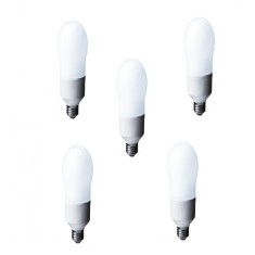 SET 5 becuri fluorescent Panasonic, soclu E27, putere 24W, forma oval, lumina alb calda, alimentare 220 - 240 V, "EFA24E282V-5" (timbru verde 2.25 lei