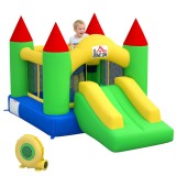HOMCOM Castel gonflabil cu tobogan și plasă de siguranță, p&acirc;nă la 100 kg, 3-10 ani, 300x180x160cm | Aosom Romania