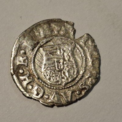 Ungaria 1 denar / denier 1596 argint Rudolf ll foto