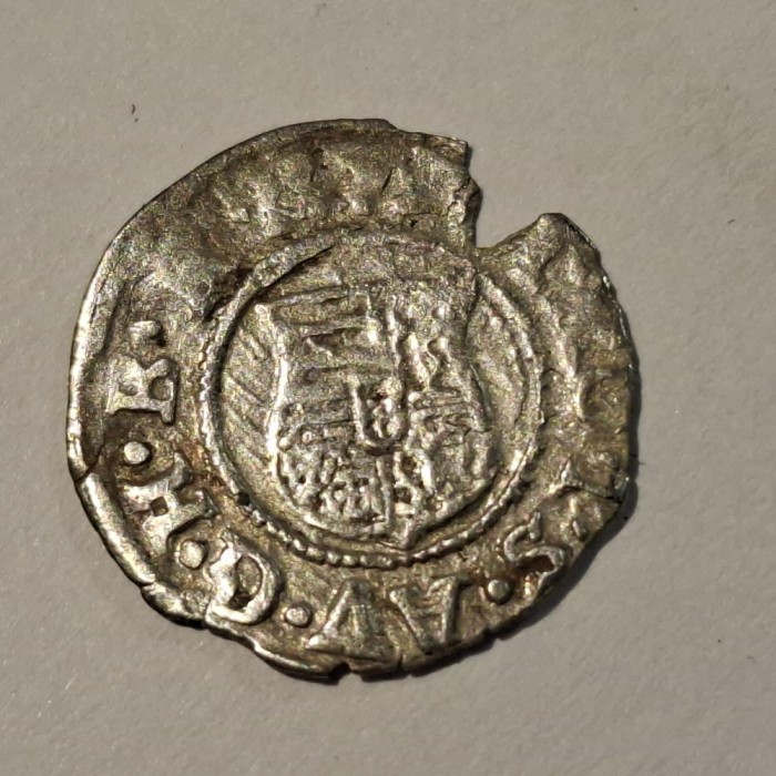 Ungaria 1 denar / denier 1596 argint Rudolf ll