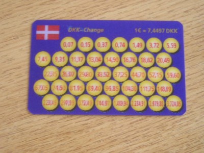 B12 28 - Card comercial - schimb monetar Danemarca - euro- piesa de colectie foto