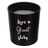 Lum&acirc;nare Parafină, Sticlă Neagră Mată, Mesaj Motivațional, Timp de Ardere 18 Ore, Set 3 Bucăți, Oem