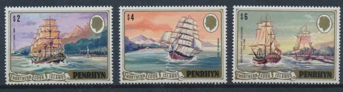 Penrhyn 1981 Paintings Ships 3 values Mi.213-215 MNH U.109