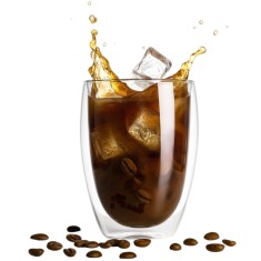 Cana termorezistenta cu perete dublu Koken, 350ml, sticla borosilicata, transparenta, design modern