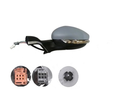 Oglinda exterioara Peugeot 208, 04.2012-; 2008, 03.2013-, Stanga, reglare electrica; grunduit; incalzita; geam convex; cromat; 7 pini; cu semnalizare foto