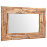Oglinda decorativa din lemn de tec, 90 x 60 cm, dreptunghiular GartenMobel Dekor