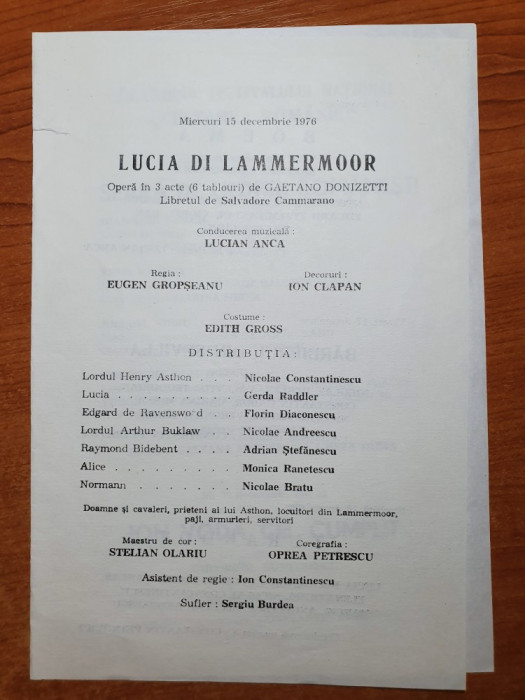 program operata romana decembrie 1976-seara de lieduri romanesti