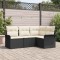 vidaXL Set de canapele pentru grădină cu pernă 4 pcs Negru Rattan poli 3354006