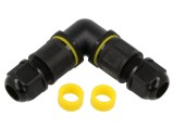 Conector alimentare AC IP68 clichet, corp negru - GREENWAY