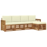 vidaXL Set de canapele de exterior cu pernă 5 pcs Natural și Crem 3384236