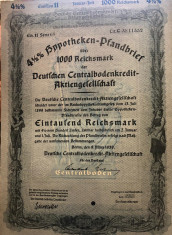 1000 Reichsmark titlu de stat Germania 1939 foto
